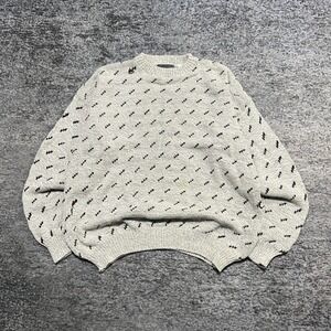 Vintage 90s Expressions Sweater Mens XL 90s Knit Gray Colorful Grandpa Cozy